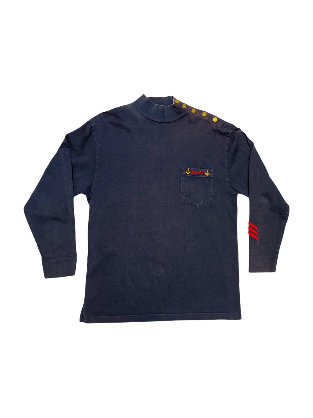 Polo Ralph Lauren Vintage 92 RLYC Yacht Club Naval Turtleneck M